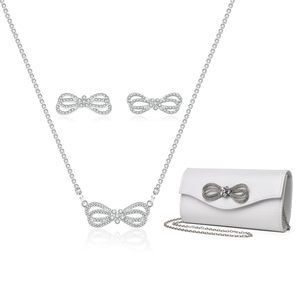 Rhinestone Bow Event Bundle - Clutch, Necklace & Earrings Set